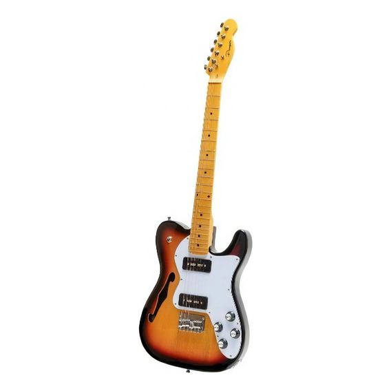 Guitarra Parquer Telecaster Thinline Semi Hueca Sunburst Orientación De La Mano Diestro Color Marrón Claro