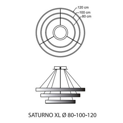 Colgante Led Saturno Triple Xl 330w Moderno 80+100+120