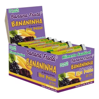 Bananinha Cremosa Com Uva Passa 100%banana Zero Açucar 24un 