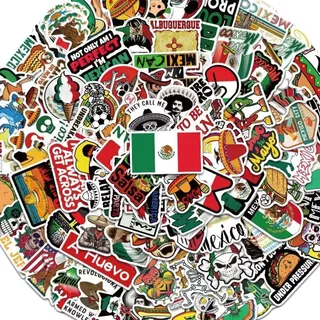 100 Pegatinas Calcomanías Stickers Calcas Bandera México