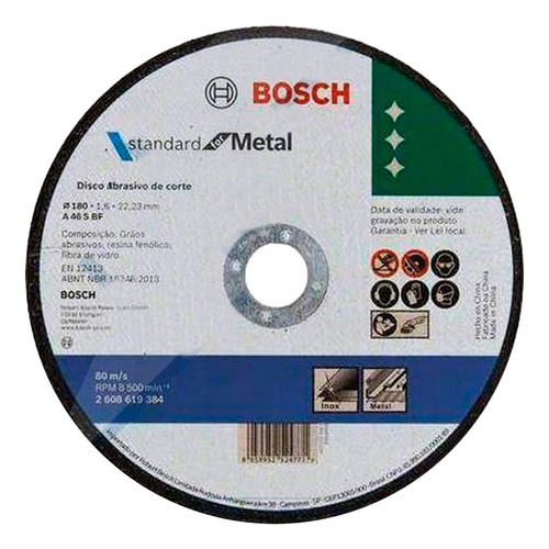 Disco De Corte Amoladora Angular Metal 180mm X 1.6 Bosch X25