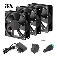Kit Micro Ventilador Cooler 80x80x25mm+ Fonte+conector+chave