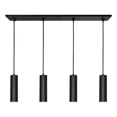 Colgante 4 Luces Negro Moderno Tubo 20cm Apto Led Gu10 