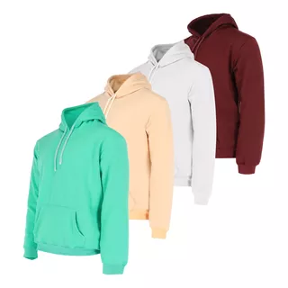 Paquete De 4 Sudaderas Hoodie Capucha Hombre  Colores Felpa