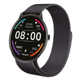 Smartwatch Redondo Nictom Nt16 1,28  Notificaciones + Malla Metálica Color De La Caja Negro Color De La Malla Negro