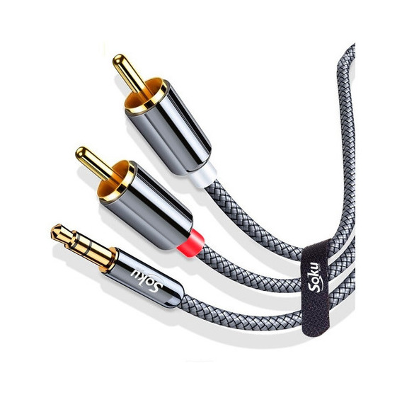 Cable Audio Aux Stereo 3.5 Mm A 2 Rca 2m Hifi Premium 24k