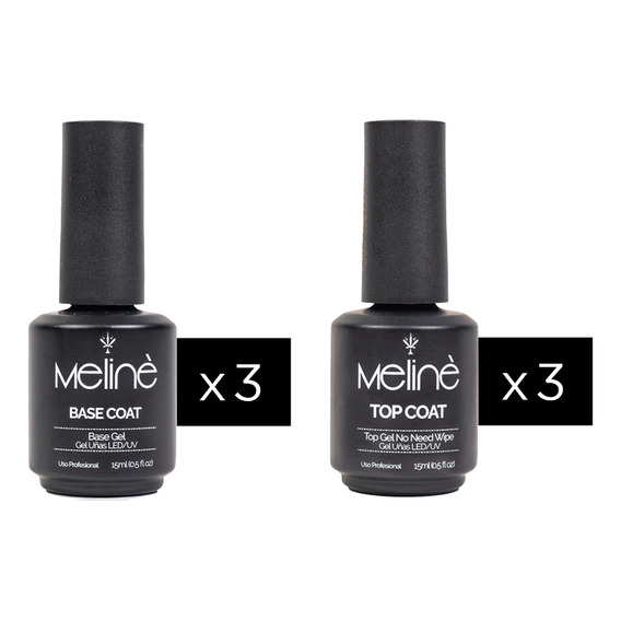 Kit Esmaltes Semipermanentes 3 Base Coat + 3 Top Coat Meline