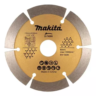 Disco De Diamante A Laser Segmentado Makita D74099 4-1/2 X 7/8, Cor Dourada
