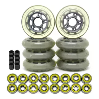 Kit 8 Rodas Patins Roller Inline 80mm Rolamentos E Espaçador