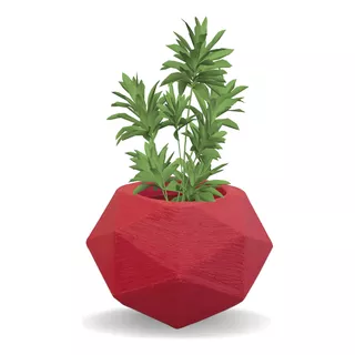 Vaso De Planta Polietileno Decorativo Esfera Diamante 3d P Cor Vermelho