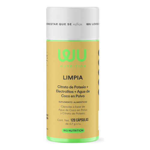 Wu Nutrition® Limpia | Citrato De Potasio | 120 Cápsulas Sabor Sin sabor