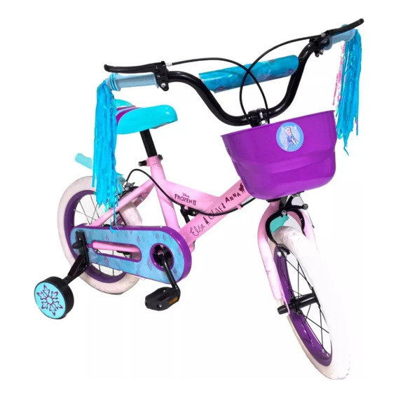 Bicicleta paseo infantil Dencar Urby 217126003U R16 color rosa frozen con ruedas de entrenamiento  