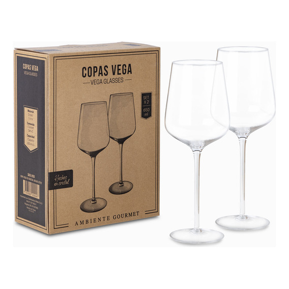 Copa Vega En Cristal 650 Ml Setx2 Ambiente Gourmet