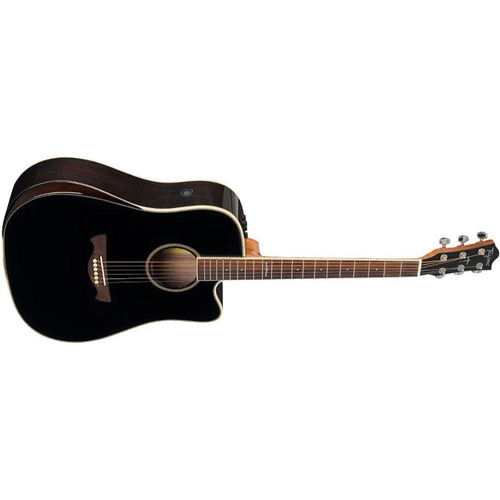Guitarra eléctrica Tagima Walnut Series Ws-25 Eq Black, color negro, guía para la mano derecha