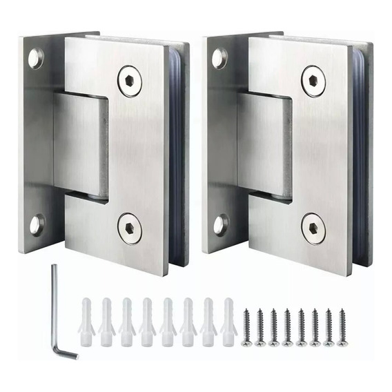 2pcs Bisagra Muro Vidrio Plata Para 8-12mm Puerta De Cristal