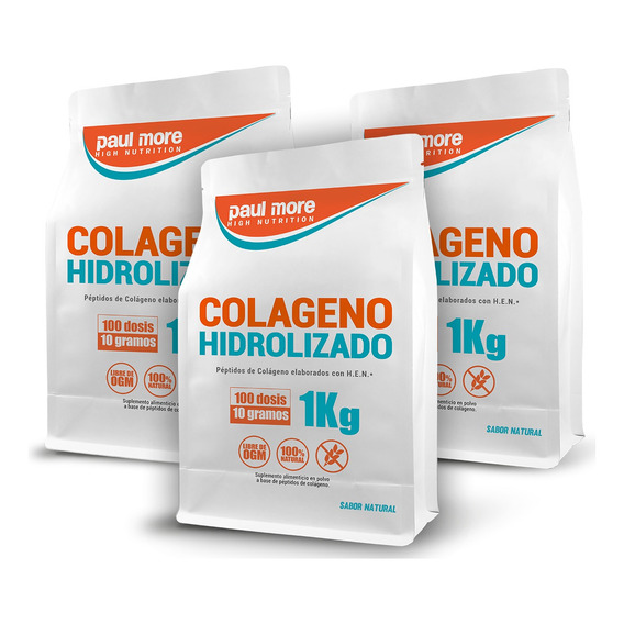 Suplemento Colágeno Hidrolizado Puro - Pack 3 Unidades