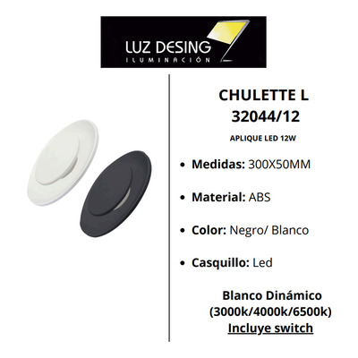 Aplique Circular Led Exterior Chulette L Negro 30c 12w Cie 