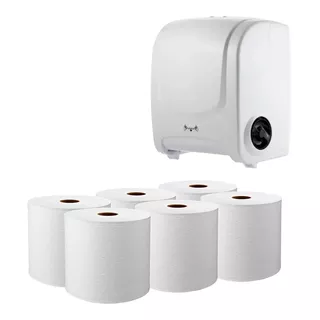 Dispensador Papel Toalla Rollo Baño 200mts + Toallas Papel