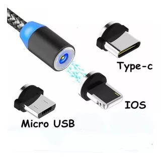 Cabo Carregador Magnético 3x1 iPhone Tipo C Micro Usb Rápido