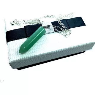 Jade Natural - Punta - Reiki + Cadena De Plata 925 + Caja