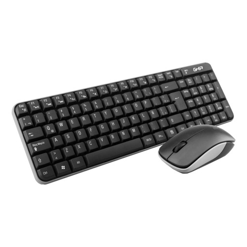 Kit de teclado y mouse inalámbrico Ghia GT4000NA Español de color negro y gris