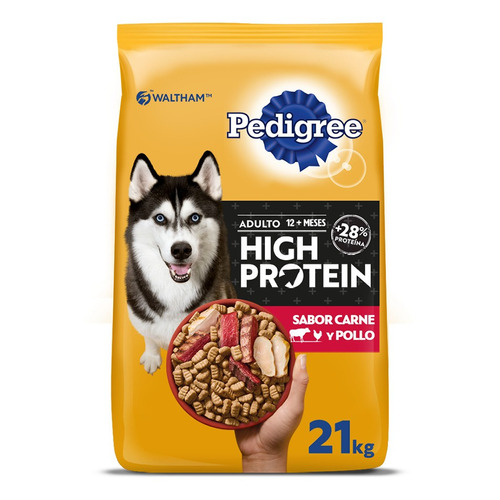 Alimento Pedigree High Protein para perro adulto todos los tamaños sabor pollo y carne en bolsa de 21kg