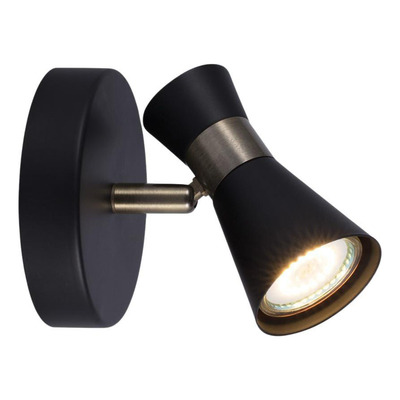 Aplique 1 Luz Negro Con Dorado U1541 Apto Led Gu10 Mks