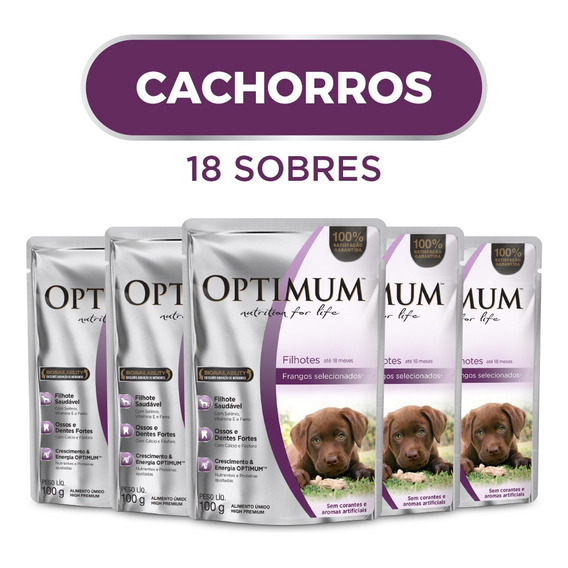 Optimum Alimento Húmedo Perro Cachorro Pollo X 18 Sobres