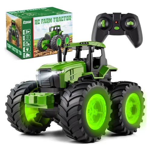 Tractor Teledirigido 2.4 GHz Con Remolque Y Luz – 1:16 – Con Pinza Y Accesorios Agrícolas – Juguete Para Niños 3-6 Años