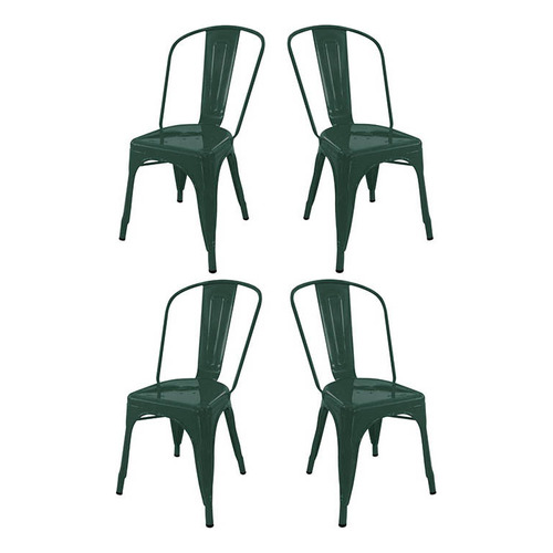 Silla de comedor DeSillas Tolix, estructura color verde oscuro, 4 unidades