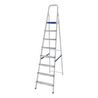 Escalera De Aluminio Tijera Mor 5106 Plateado/azul