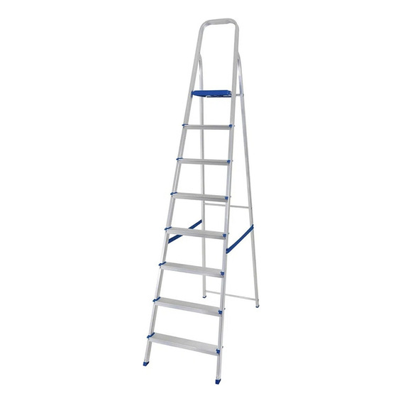 Escalera de aluminio tijera Mor 5106 plateado/azul