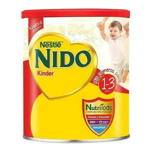Leche de fórmula en polvo sin TACC Nestlé Nido Kinder en lata de 2.5kg - 12 meses a 3 años