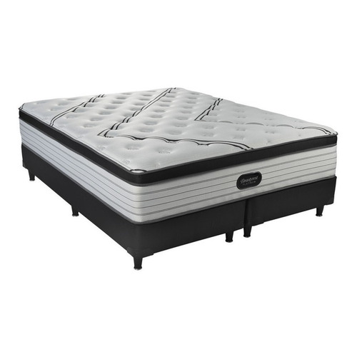 Simmons Beautyrest Platinum - Blanco/Gris oscuro - Queen - 200 cm - 160 cm (Incluye: Con base dividida)