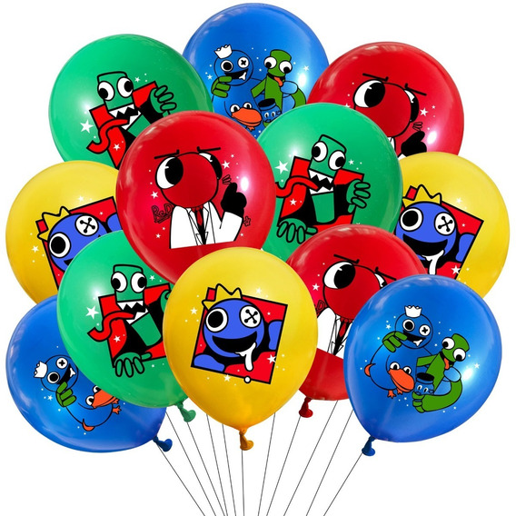 Pack 12 Globos Rainbow Friends Fiesta Cumpleaños De Latex