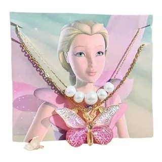 Collar Barbie Fairytopia De Mariposa Collar Doble Con Perlas