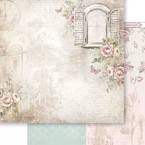 Papel para Scrapbook Litoarte Flores Rosas