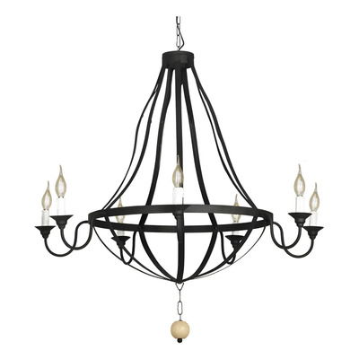 Araña De Techo 7 Luces Rustica Hierro Lumiere Ø80 Cm Negro