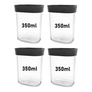 Conjunto 6 Potes Acrílico Hermético Cozinha Alimento 350ml