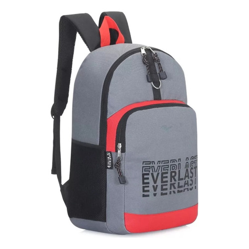 Mochila Everlast Urbana Deportiva Espalda Escolar 16270 Color Gris Diseño De La Tela Liso