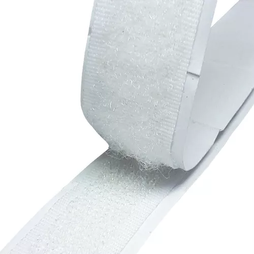 Velcro con adhesivo de doble cara, 50 mm x 5 m, color blanco