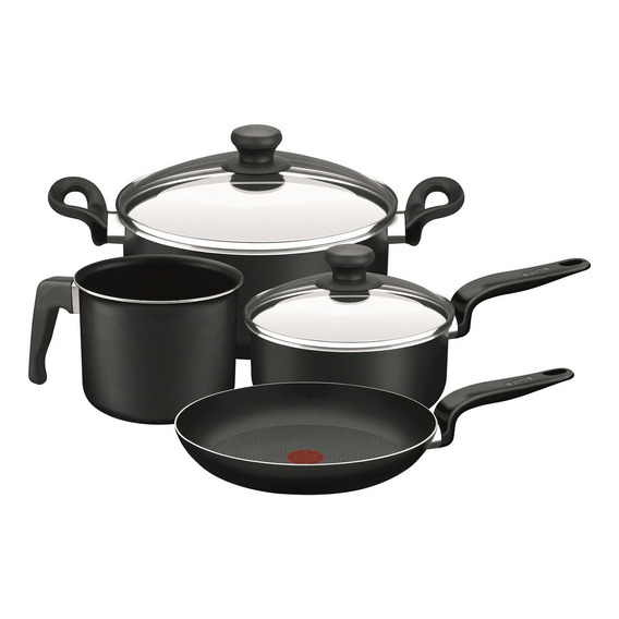 Set 6 Piezas Cacerolas Tefal Pratika Antiadherente Color Negro