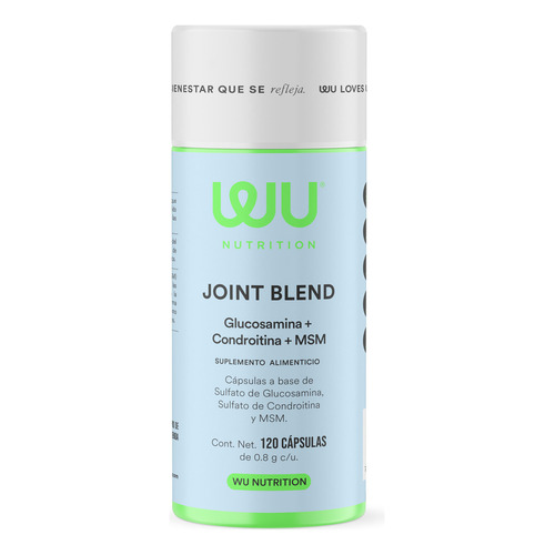 Wu Nutrition® Joint Blend | Glucosamina + Condroitina + Msm | 120 Cápsulas Sin Sabor | 2 Meses De Consumo  | Ingredientes 100% Naturales | Empaque 100% Libre De Plástico