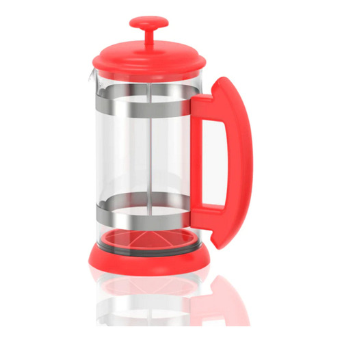 Prensa Francesa Café 1l Vidrio Pvc Filtro Silicón Brang Color Rojo