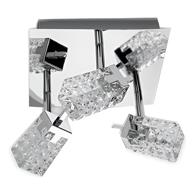 Plafon Prisma Cristal 3 Luces Cuadrado Apto Led G9 Pal Cromo