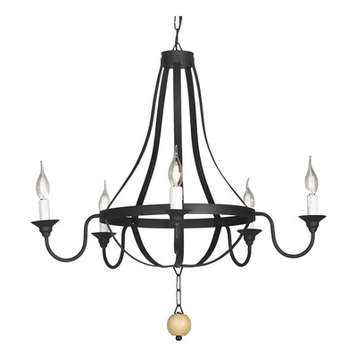 Araña De Techo 5 Luces Rustica Hierro Lumiere Ø70 Cm Negro