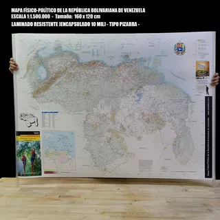 Mapa Físico Político De Venezuela Laminado (tipo Pizarra) 