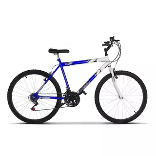 Bicicleta  De Passeio Ultra Bikes Bike Aro 24 Bicolor 18 Marchas Freios V-brakes Cor Azul/branco