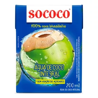Agua De Coco Sococo 200ml Tetra Brik Origen Brasil X10 Pack
