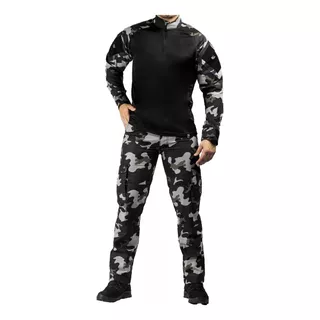 Combat Shirt Choque Black + Calça Tática Ripstop Reforçado 